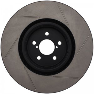 Subaru Impreza Brake Rotor (1) - Front Right - Stoptech - Slotted Sport - Black - `03-`04