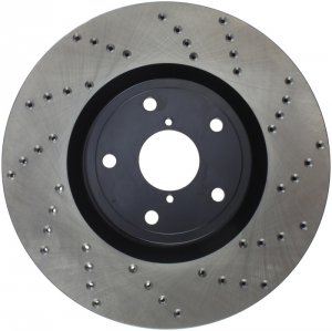 Subaru Impreza Brake Rotor (1) - Front Left - Stoptech - Drilled Sport - Black - `05-`14