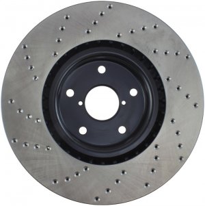 Subaru Impreza Brake Rotor (1) - Front Left - Stoptech - Drilled Sport - Black - `05-`14