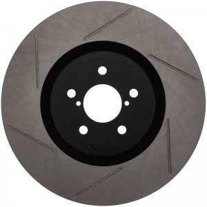 Subaru Impreza Brake Rotor (1) - Front Right - Stoptech - Slotted Sport - Black - `03-`04