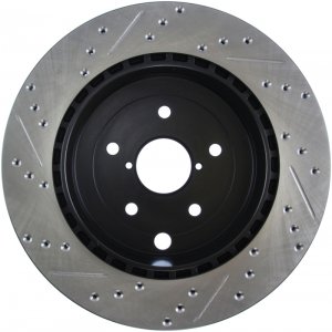 Subaru Impreza Brake Rotor (1) - Rear Left - Stoptech - Slotted & Drilled Sport - Black - `08-`14