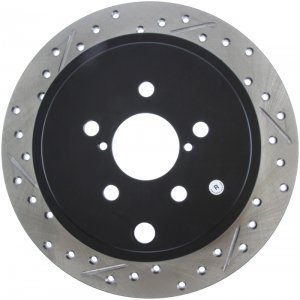 Subaru Impreza Brake Rotor (1) - Rear Right - Stoptech - Slotted & Drilled Rotors - Black - `08-`14