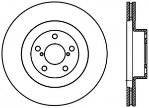 Subaru Impreza Brake Rotor (1) - Front Left - Stoptech - Slotted & Drilled - Black E-Coated - `02-`08