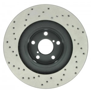 Subaru Impreza Brake Rotor (1) - Front Left - Stoptech - Drilled Sport - Black - `02-`08