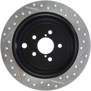 Subaru Impreza Brake Rotor (1) - Rear Right - Stoptech - Slotted & Drilled Rotors - Black - `08-`14