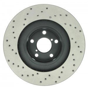 Subaru Impreza Brake Rotor (1) - Front Left - Stoptech - Drilled Sport - Black - `02-`08