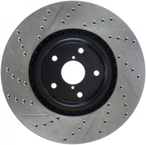 Subaru Impreza Brake Rotor (1) - Front Left - Stoptech - Slotted & Drilled - Black - `05-`14