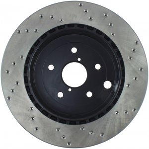 Subaru Impreza Brake Rotor (1) - Rear Right - Stoptech - Drilled Sport - Black - `08-`14