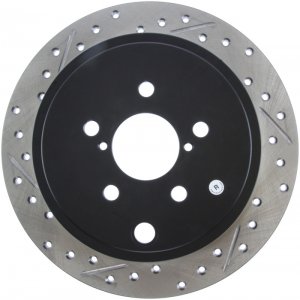 Subaru Impreza Brake Rotor (1) - Rear Right - Stoptech - Slotted & Drilled Rotors - Black - `08-`14