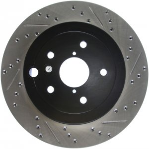 Subaru Impreza Brake Rotor (1) - Rear Left - Stoptech - Slotted & Drilled Sport - Black - `08-`14