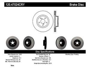 Subaru Forester Brake Rotor (1) - Front - Stoptech - Cryostop Rotor - Black - `14-`18