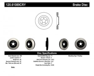 Ford Mustang Brake Rotor (1) - Front - Stoptech - Premium Cryostop - Black - `07-`14