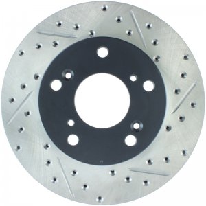 Acura RSX Brake Rotor (1) - Front Left - Stoptech - Slotted & Drilled - Black - `02-`06