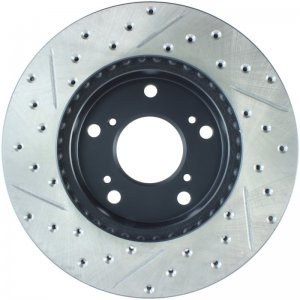 Acura RSX Brake Rotor (1) - Front Left - Stoptech - Slotted & Drilled - Black - `02-`06