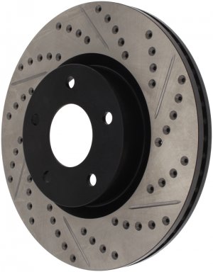 Nissan 350Z Brake Rotor (1) - Right Front - Stoptech - Slotted & Drilled Sport Rotor - Black - `02-`05