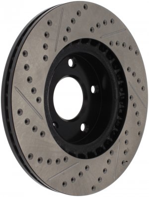 Nissan 350Z Brake Rotor (1) - Right Front - Stoptech - Slotted & Drilled Sport Rotor - Black - `02-`05