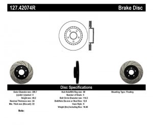 Nissan 350Z Brake Rotor (1) - Right Front - Stoptech - Slotted & Drilled Sport Rotor - Black - `02-`05