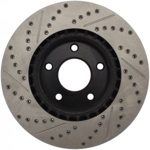 Nissan 350Z Brake Rotor (1) - Right Front - Stoptech - Slotted & Drilled Sport Rotor - Black - `02-`05