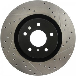 Nissan 350Z Brake Rotor (1) - Front - Stoptech - Drilled & Slotted - Black - `03-`08