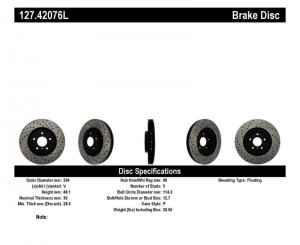 Nissan 350Z Brake Rotor (1) - Front - Stoptech - Drilled & Slotted - Black - `03-`08