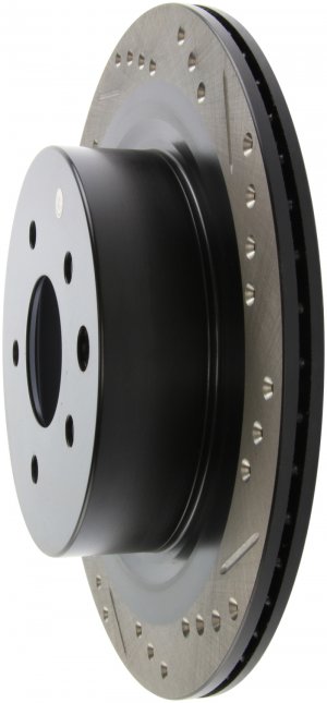 Nissan 350Z Brake Rotor (1) - Rear Left - Stoptech - Slotted & Drilled - Black - `06-`09