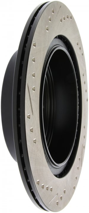 Nissan 350Z Brake Rotor (1) - Rear Left - Stoptech - Slotted & Drilled - Black - `06-`09