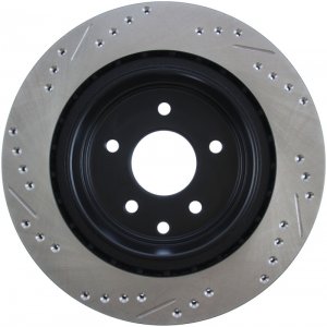Nissan 350Z Brake Rotor (1) - Rear Left - Stoptech - Slotted & Drilled - Black - `06-`09