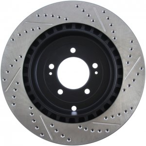 Mitsubishi Lancer Brake Rotor (1) - Rear Right - Stoptech - Slotted & Drilled - `08-`15