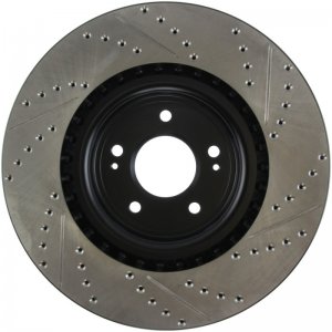 Mitsubishi Lancer Brake Rotor (1) - Front Right - Stoptech - Slotted & Drilled Sport - Black - `08-`15