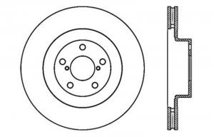 Subaru Forester Brake Rotor (1) - Front Right - Stoptech - Slotted & Drilled - Black E-Coated - `03-`08