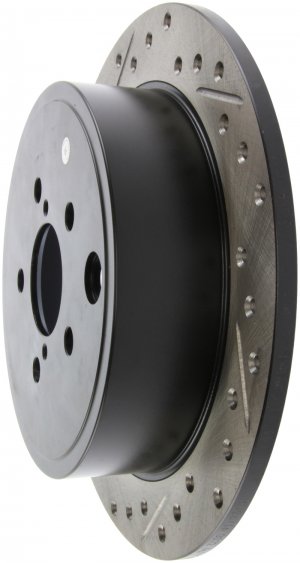 Subaru Forester Brake Rotor (1) - Rear Right - Stoptech - Slotted & Drilled Rotors - Black - `09-`13