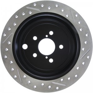 Subaru Forester Brake Rotor (1) - Rear Right - Stoptech - Slotted & Drilled Rotors - Black - `09-`13
