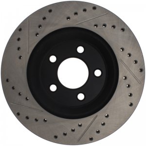 Ford Mustang Brake Rotor (1) - Front Left - Stoptech - Slotted/Drilled - Black - `05-`14