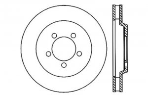 Ford Mustang Brake Rotor (1) - Front Right - Stoptech - Slotted & Drilled - Black E-Coated - `05-`14
