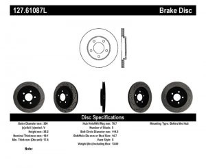 Ford Mustang Brake Rotor (1) - Rear Left - Stoptech - Slotted & Drilled, Premium e-coated - Black - `05-`14