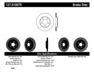 Ford Mustang Brake Rotor (1) - Right Rear - Stoptech - Slotted & Drilled - Black - `05-`14