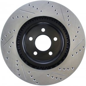 Ford Mustang Brake Rotor (1) - Front Right - Stoptech - Slotted & Drilled Sport - Black E-Coated - `07-`14