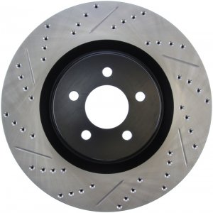 Ford Mustang Brake Rotor (1) - Front Right - Stoptech - Slotted & Drilled Sport - Black E-Coated - `07-`14