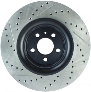 Ford Mustang Brake Rotor (1) - Front Left - Stoptech - Slotted & Drilled Sport - Black - `15-`17