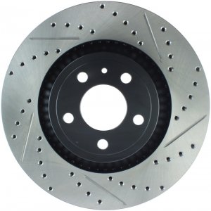 Ford Mustang Brake Rotor (1) - Front Left - Stoptech - Slotted & Drilled Sport - Black - `15-`17