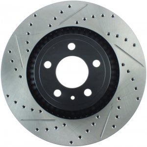 Ford Mustang Brake Rotor (1) - Front Right - Stoptech - Slotted & Drilled - `15-`17