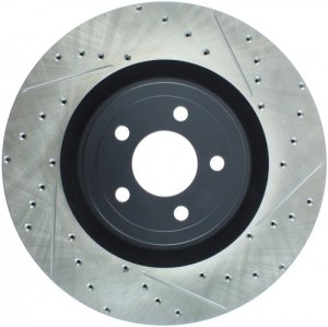 Ford Mustang Brake Rotor (1) - Front Left - Stoptech - Slotted & Drilled Sport Rotor - Black - `15-`17