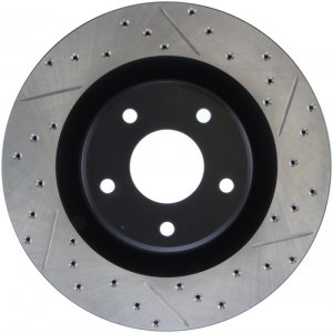 Chevrolet Corvette Brake Rotor (1) - Front Left - Stoptech - Drilled & Slotted - Black - `05-`13
