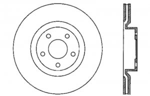 Chevrolet Corvette Brake Rotor (1) - Front Left - Stoptech - Drilled & Slotted - Black - `05-`13