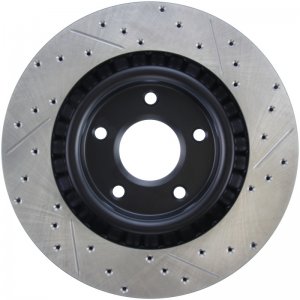 Chevrolet Corvette Brake Rotor (1) - Front Right - Stoptech - Drilled & Slotted - Black - `05-`13