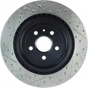 Chevrolet Camaro Brake Rotor (1) - Rear Left - Stoptech - Slotted & Drilled - Black - `10-`20