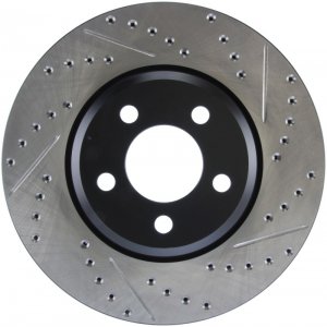 Dodge Challenger Brake Rotors (1) - Front Left - Stoptech - Drilled & Slotted - Black - `09-`17