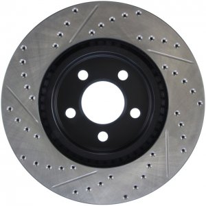 Dodge Challenger Brake Rotors (1) - Front Left - Stoptech - Drilled & Slotted - Black - `09-`17