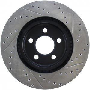 Dodge Challenger Brake Rotor (1) - Front Right - Stoptech - Drilled & Slotted - Black - `09-`17