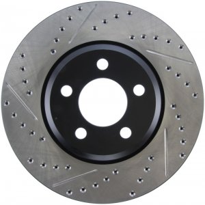 Dodge Challenger Brake Rotor (1) - Front Right - Stoptech - Drilled & Slotted - Black - `09-`17